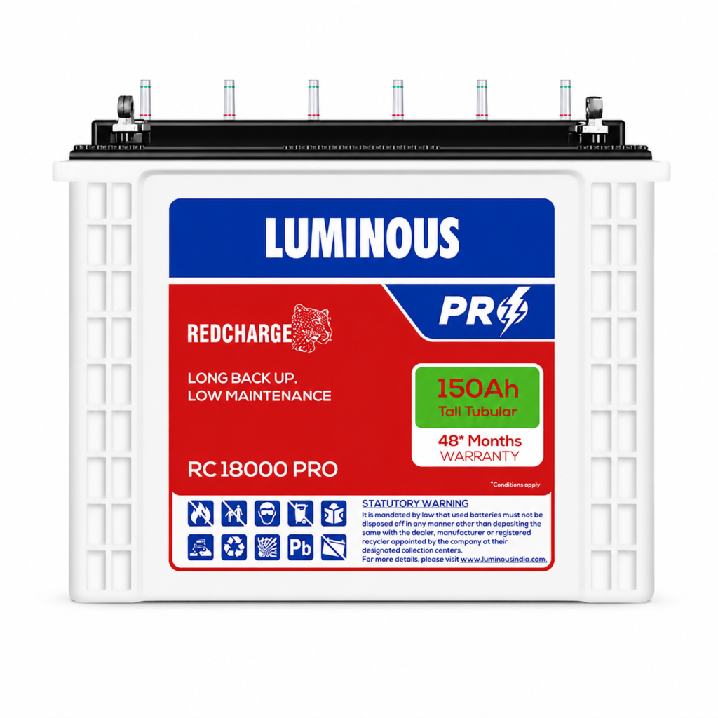 Luminous Red Charge RC 18000 PRO 150Ah Inverter Battery – Powerful Long Backup